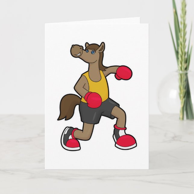 Horse as Boxer with Boxing gloves Card (Front)