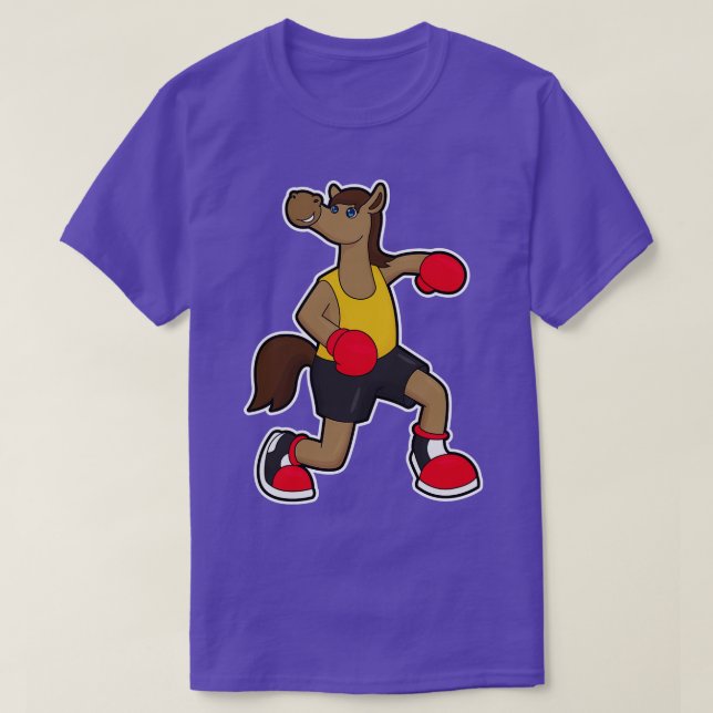 Horse As Boxer With Boxing Gloves  T-Shirt (Design Front)