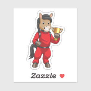 Horse as Champion with Trophy