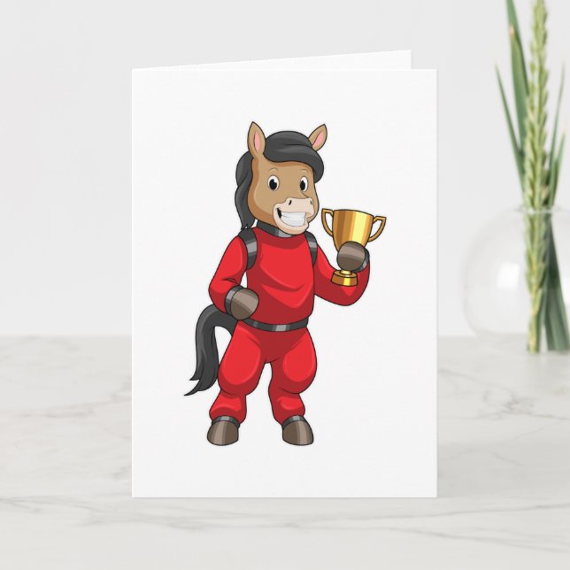 Horse as Champion with Trophy Card (Front)