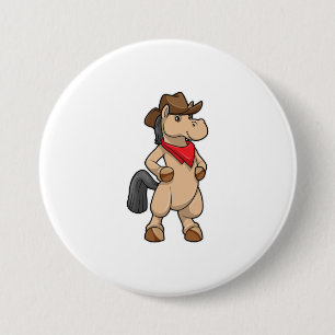 Horse as Cowboy 7.5 Cm Round Badge