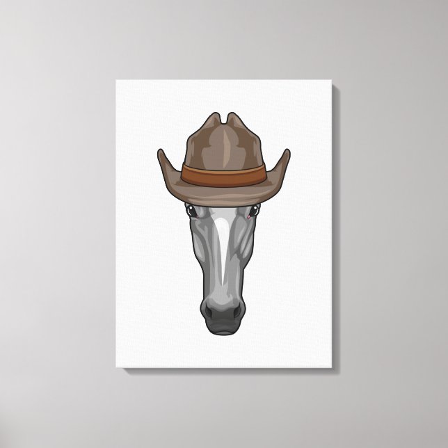 Horse as Cowboy with Hat Canvas Print (Front)