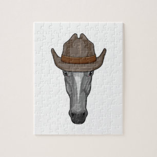 Horse as Cowboy with Hat Jigsaw Puzzle