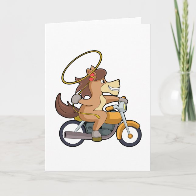Horse as Cowboy with Lasso & Motorcycle Card (Front)