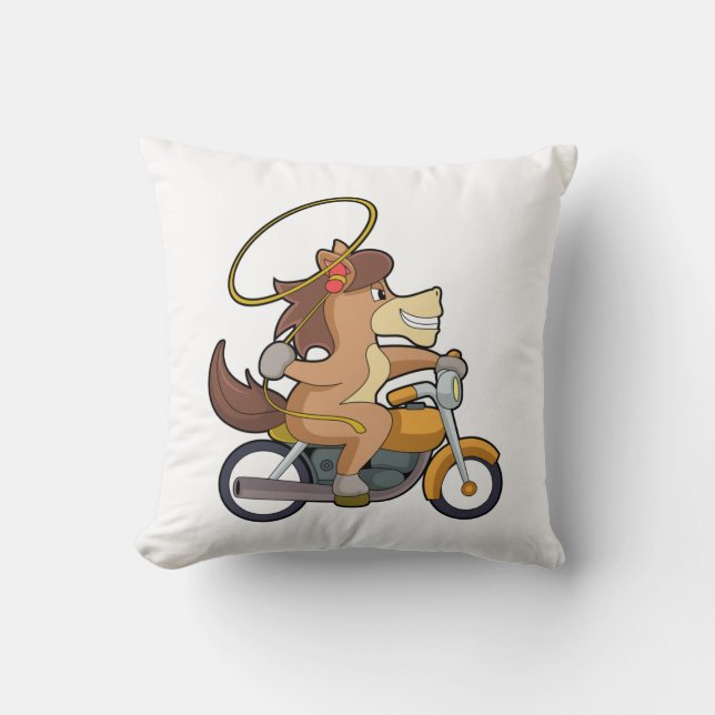 Horse as Cowboy with Lasso & Motorcycle Cushion (Front)