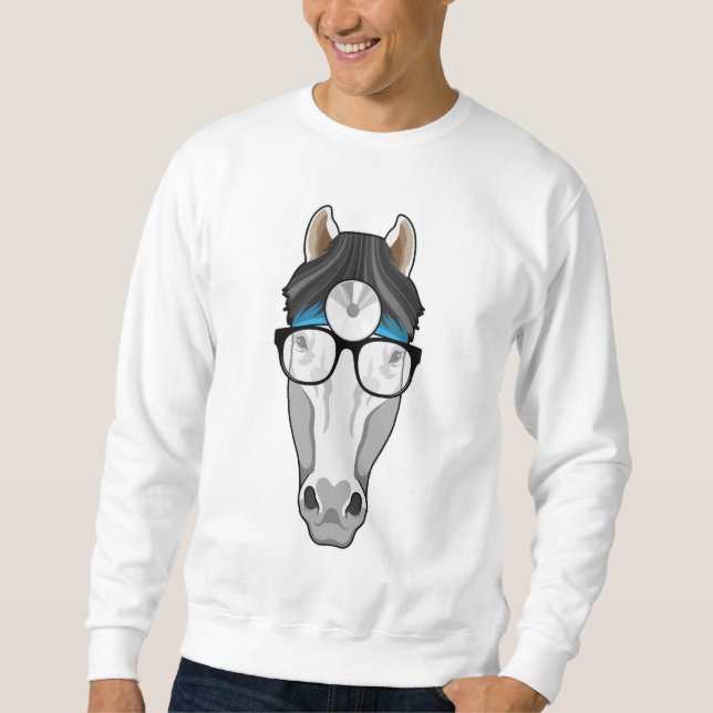 Horse as Doctor with Glasses Sweatshirt (Front)
