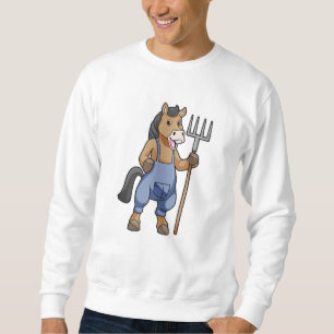 Horse as Farmer with Rake Sweatshirt