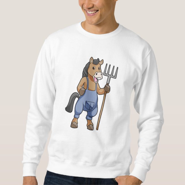 Horse as Farmer with Rake Sweatshirt (Front)
