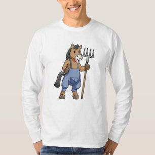Horse as Farmer with Rake T-Shirt