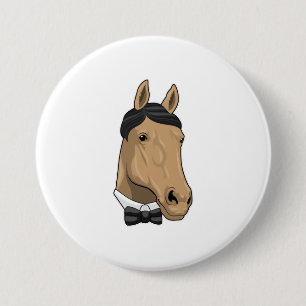 Horse as Gentleman with Bow tie 7.5 Cm Round Badge
