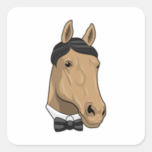 Horse as Gentleman with Bow tie Square Sticker