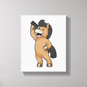Horse as Hairdresser with Comb Canvas Print