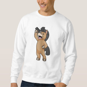 Horse as Hairdresser with Comb Sweatshirt