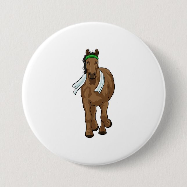 Horse as Runner with Towel 7.5 Cm Round Badge (Front)