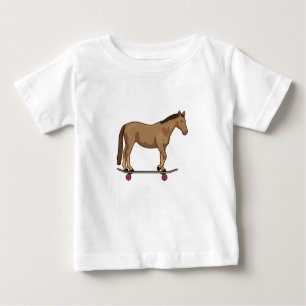 Horse as Skater on Skateboard Baby T-Shirt