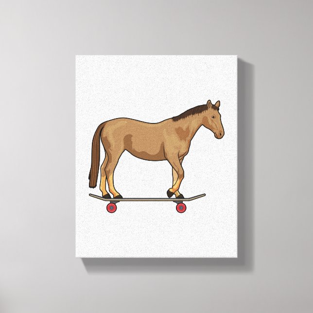 Horse as Skater on Skateboard Canvas Print (Front)