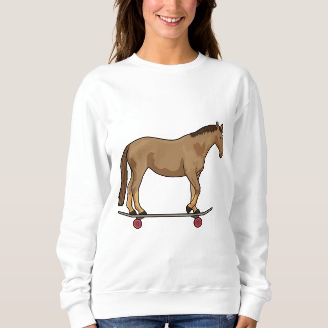 Horse as Skater on Skateboard Sweatshirt (Front)