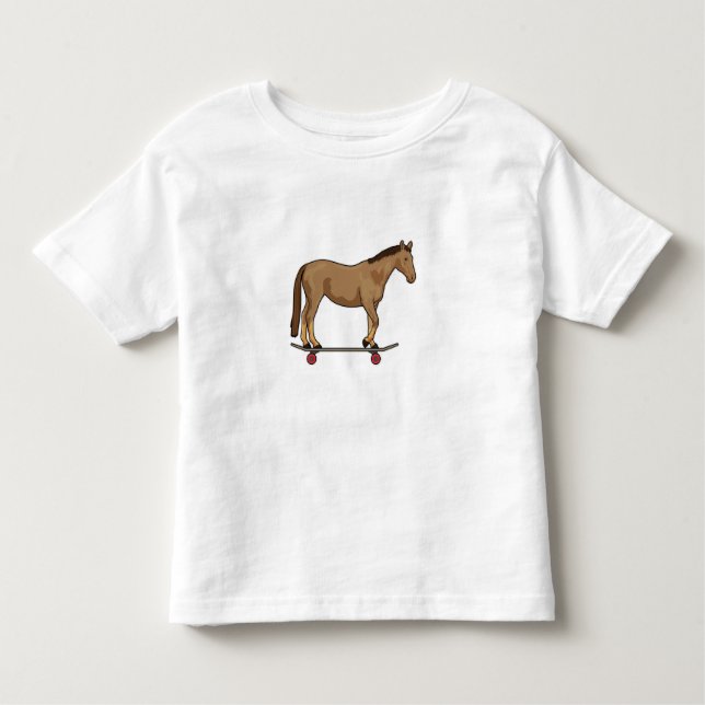 Horse as Skater on Skateboard Toddler T-Shirt (Front)