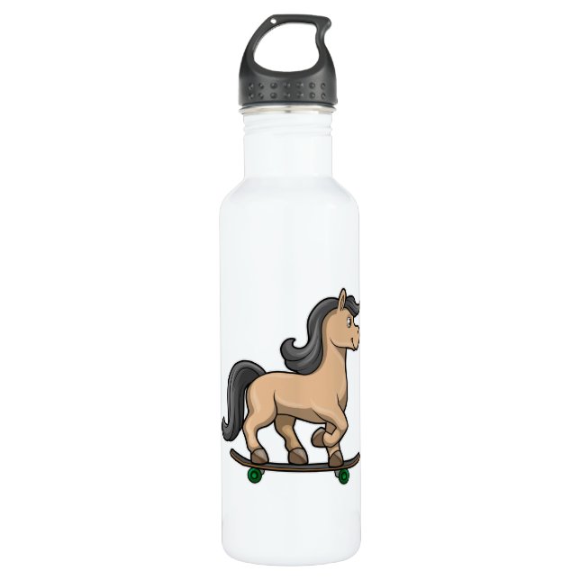 Horse as Skater with Skateboard 710 Ml Water Bottle (Front)