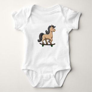 Horse as Skater with Skateboard Baby Bodysuit