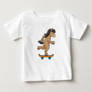Horse as Skater with Skateboard Baby T-Shirt