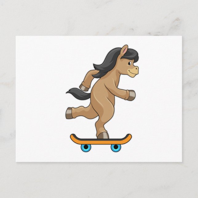 Horse as Skater with Skateboard Postcard (Front)