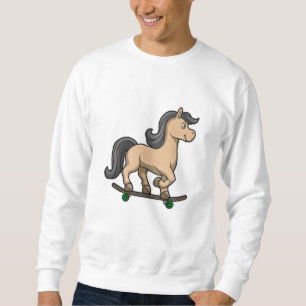 Horse as Skater with Skateboard Sweatshirt