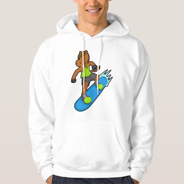 Horse as Snowboarder with Snowboard Hoodie (Front)