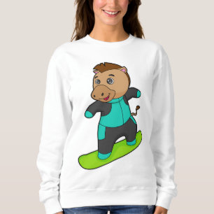 Horse as Snowboarder with Snowboard Sweatshirt
