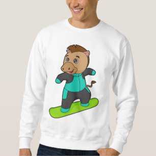 Horse as Snowboarder with Snowboard Sweatshirt