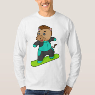 Horse as Snowboarder with Snowboard T-Shirt