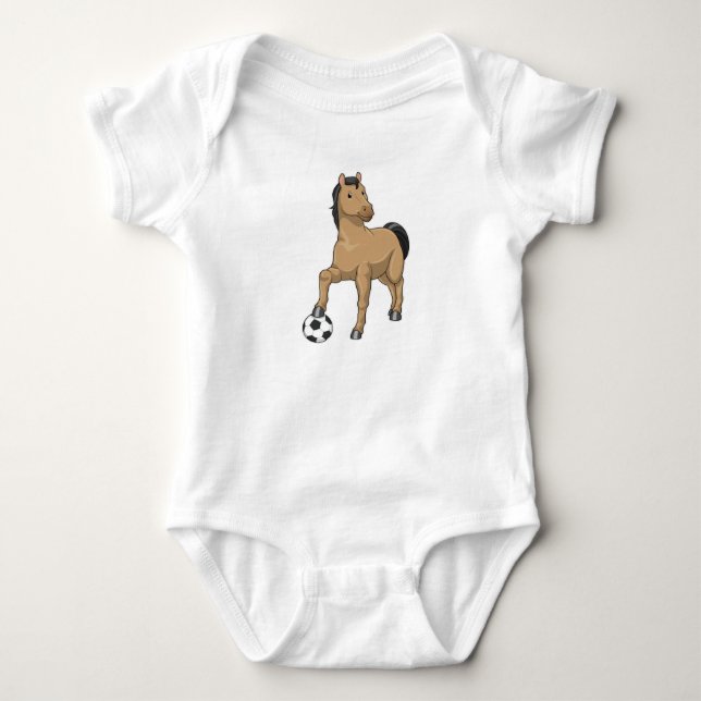 Horse as Soccer player with Soccer Baby Bodysuit (Front)