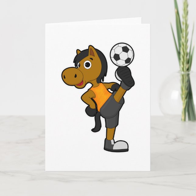 Horse as Soccer player with Soccer ball Card (Front)
