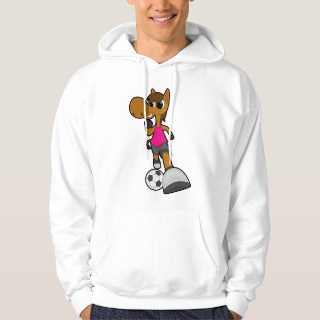 Horse as Soccer player with Soccer ball Hoodie (Front)