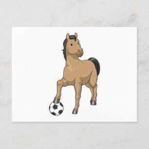 Horse as Soccer player with Soccer Postcard