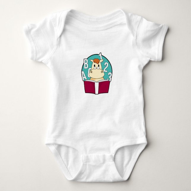 Horse as Student with Glasses & Book Baby Bodysuit (Front)