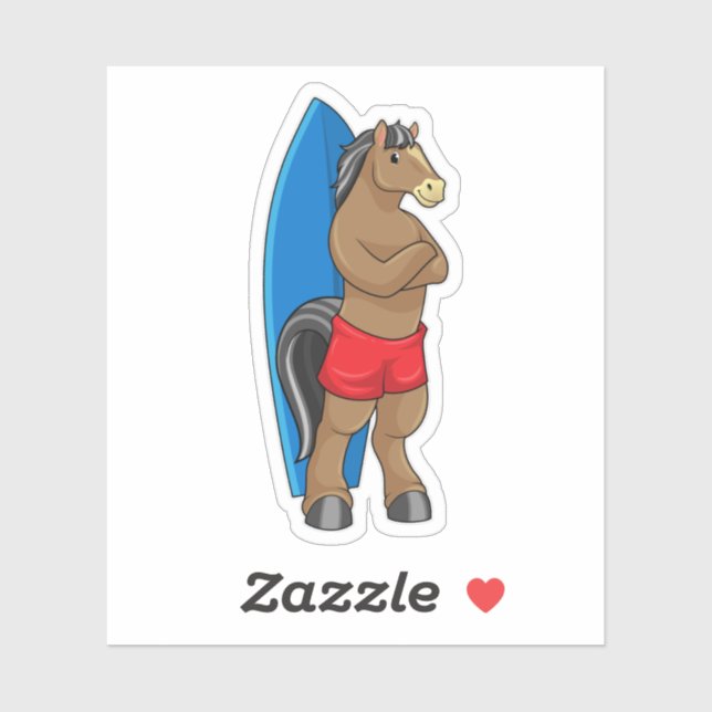 Horse as Surfer with Surfboard (Sheet)