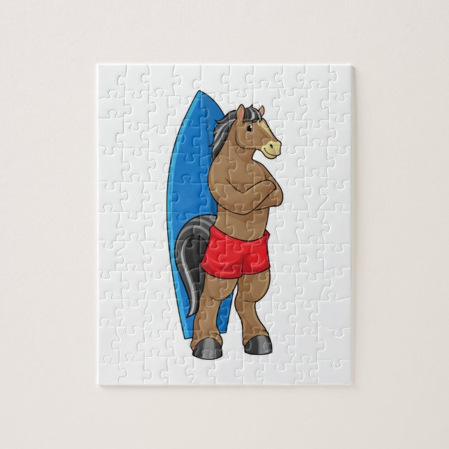 Horse as Surfer with Surfboard Jigsaw Puzzle (Vertical)