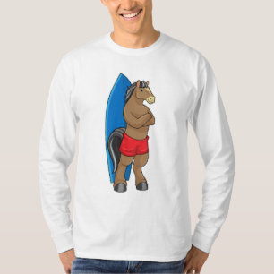 Horse as Surfer with Surfboard T-Shirt