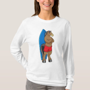 Horse as Surfer with Surfboard T-Shirt