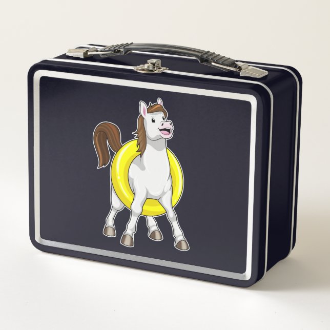 Horse as Swimmer with Lifebouy Metal Lunch Box (Front)