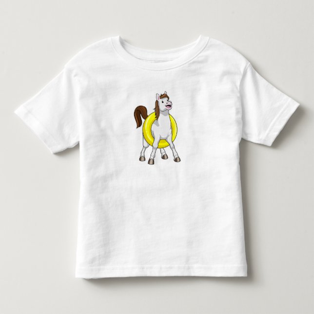 Horse as Swimmer with Lifebouy Toddler T-Shirt (Front)