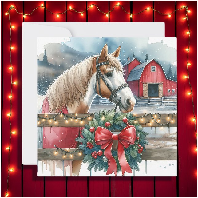 Horse at a Farm Christmas Card (Creator Uploaded)