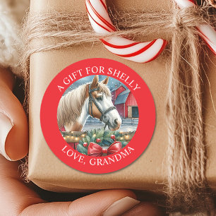 Horse at a Farm Christmas Personalised Gift Tag