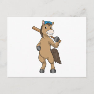 Horse at Baseball with Baseball bat Postcard
