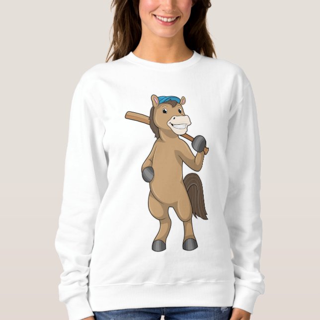Horse at Baseball with Baseball bat Sweatshirt (Front)