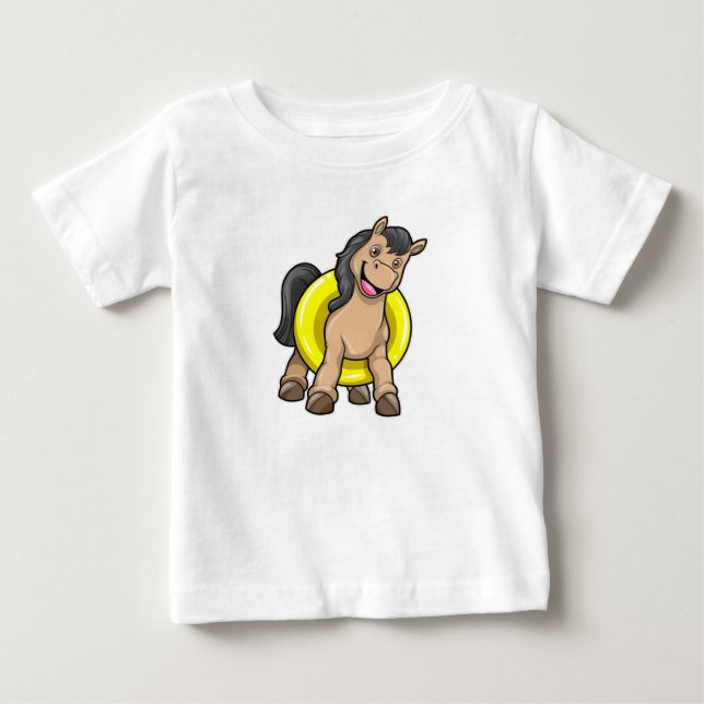 Horse at Beach with Swim ring Baby T-Shirt (Front)
