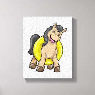 Horse at Beach with Swim ring Canvas Print