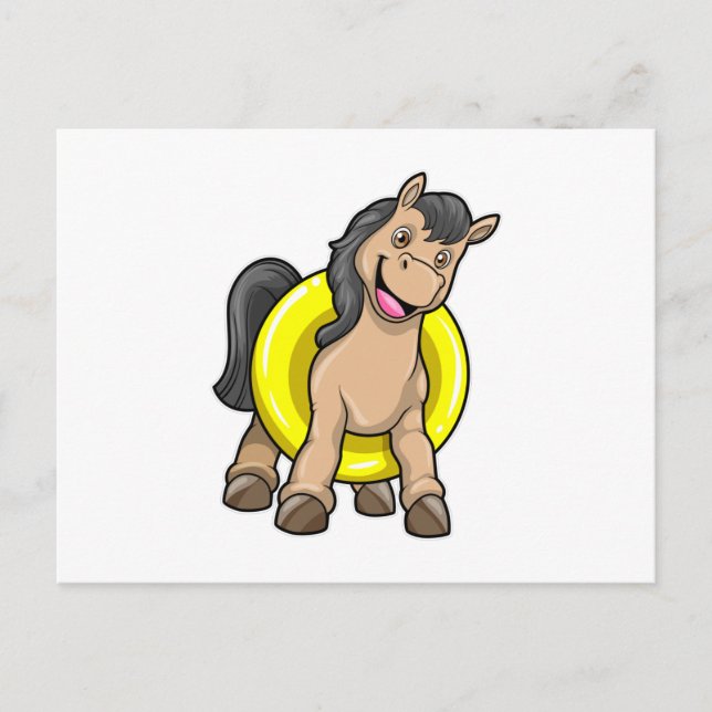 Horse at Beach with Swim ring Postcard (Front)