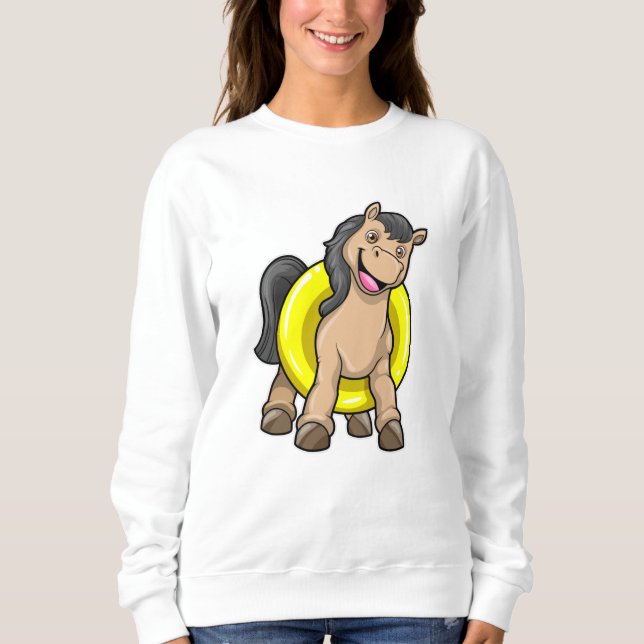 Horse at Beach with Swim ring Sweatshirt (Front)